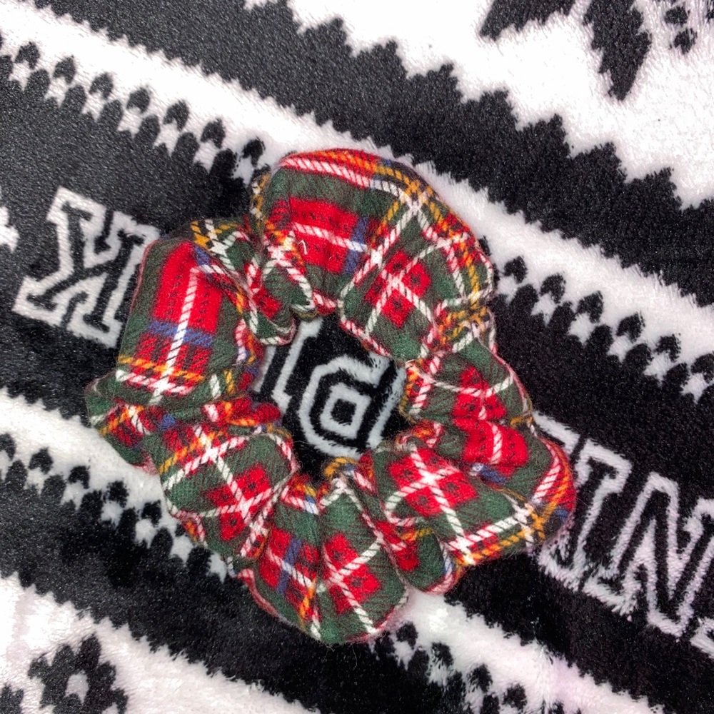 Handmade red Tartan plaid soft scrunchie